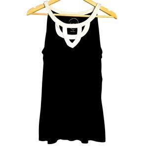 INC International Concepts Y2K Black & White Accent Tank Top, Size M